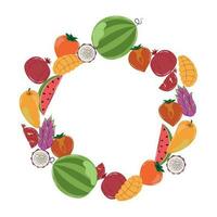 Circular frame made of different fruits vector