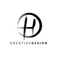 Creative luxury abstract letter H logo design vector with brush stroke texture