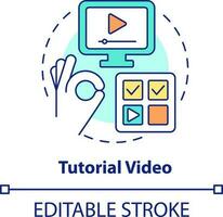 Tutorial video concept icon. Microlearning video type abstract idea thin line illustration. Instructional method. Isolated outline drawing. Editable stroke vector
