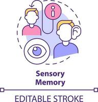 Sensory memory concept icon. Step of microlearning abstract idea thin line illustration. Listening, viewing skills. Isolated outline drawing. Editable stroke vector