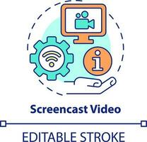 Screencast video concept icon. Microtraining video type abstract idea thin line illustration. Computer screen recording. Isolated outline drawing. Editable stroke vector