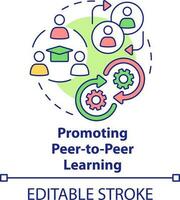 Promoting peer-to-peer learning concept icon. Microtraining advantage abstract idea thin line illustration. Collaboration. Isolated outline drawing. Editable stroke vector