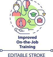 Improved on-the-job training concept icon. Microlearning benefit abstract idea thin line illustration. Employee knowledge. Isolated outline drawing. Editable stroke vector