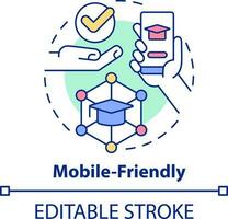 Mobile-friendly concept icon. Microlearning feature abstract idea thin line illustration. E-learning software. Isolated outline drawing. Editable stroke vector