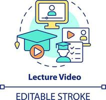 Lecture video concept icon. Microlearning example abstract idea thin line illustration. Pedagogical tool. Online course. Isolated outline drawing. Editable stroke vector