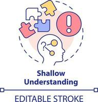 Shallow understanding concept icon. Microlearning disadvantage abstract idea thin line illustration. Academic content. Isolated outline drawing. Editable stroke vector