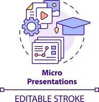 Micro presentations concept icon. Microlearning example abstract idea thin line illustration. Segmenting materials. Isolated outline drawing. Editable stroke vector