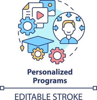 Personalized programs concept icon. Microlearning practice abstract idea thin line illustration. Course management. Isolated outline drawing. Editable stroke vector