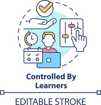 Controlled by learners concept icon. Microlearning method abstract idea thin line illustration. Student self management. Isolated outline drawing. Editable stroke vector