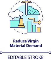 Reduce virgin material demand concept icon. Carbon removal strategy abstract idea thin line illustration. Isolated outline drawing. Editable stroke vector