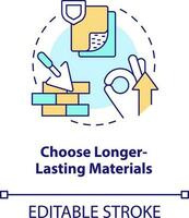 Choose longer lasting materials concept icon. Carbon reduction strategy abstract idea thin line illustration. Isolated outline drawing. Editable stroke vector