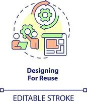 Designing for reuse concept icon. Reducing carbon pollution. Net zero strategy abstract idea thin line illustration. Isolated outline drawing. Editable stroke vector