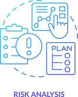 Risk analysis blue gradient concept icon. Estimate possible risks. Crisis management plan component abstract idea thin line illustration. Isolated outline drawing vector