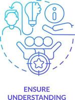 Ensure understanding blue gradient concept icon. Employee awareness. Crisis management team abstract idea thin line illustration. Isolated outline drawing vector