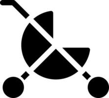 Baby carriage black glyph ui icon. Children goods department. Kid stroller. User interface design. Silhouette symbol on white space. Solid pictogram for web, mobile. Isolated vector illustration