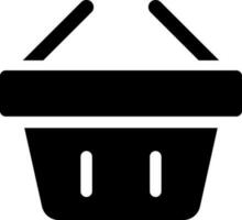 Shopping basket black glyph ui icon. Carry purchased items. Online marketplace. User interface design. Silhouette symbol on white space. Solid pictogram for web, mobile. Isolated vector illustration