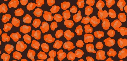 Animal skin print in orange brown colors, 90s style. Colorful leopard spot seamless pattern design. Abstract blob, rosettes texture. Bold summer vector illustration for surface wrapping, fun fabric