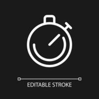Stop watch pixel perfect white linear ui icon for dark theme. Countdown tool. Sport competition. Vector line pictogram. Isolated user interface symbol for night mode. Editable stroke