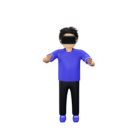 3D Rendering of Young Man Wearing Vr Box. png