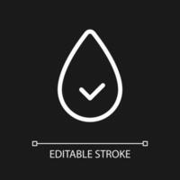 Hydration pixel perfect white linear ui icon for dark theme. Water consumption. Stay hydrated. Vector line pictogram. Isolated user interface symbol for night mode. Editable stroke