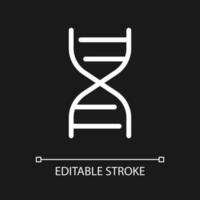 DNA molecule pixel perfect white linear ui icon for dark theme. Genetic code. Medical research. Vector line pictogram. Isolated user interface symbol for night mode. Editable stroke