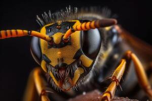 The wasp head. A striking macro shot. photo