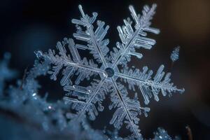 Closeup macro shot of a transparent snowflake. photo