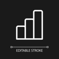 Bar chart pixel perfect white linear ui icon for dark theme. Data visualization tool. Vector line pictogram. Isolated user interface symbol for night mode. Editable stroke
