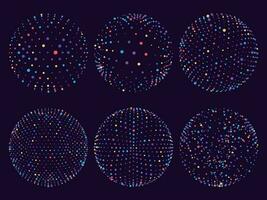 Science atom spheres, dots orbs or particles orbit. Geometry 3d grid sphere for futuristic chart or abstract vector illustration