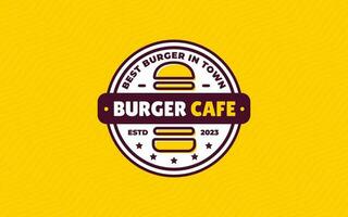 Modern Vintage Burger Cafe  Badge Logo Vector Icon in flat outline style