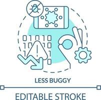 Less buggy turquoise concept icon. Simple site code. Advantage of mobile first design abstract idea thin line illustration. Isolated outline drawing. Editable stroke vector