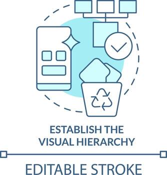 Establish visual hierarchy turquoise concept icon. Mobile first key element abstract idea thin line illustration. Isolated outline drawing. Editable stroke vector