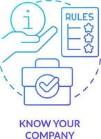 Organizational culture blue gradient concept icon. Know your company. Information about work condition abstract idea thin line illustration. Isolated outline drawing vector