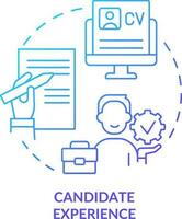 Candidate experience resume blue gradient concept icon. Professional applicant CV. Job seeker skills abstract idea thin line illustration. Isolated outline drawing vector