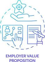 Employer value proposition blue gradient concept icon. HR management system. Employee incentives abstract idea thin line illustration. Isolated outline drawing vector