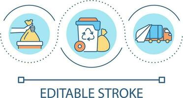 Household waste storage loop concept icon. Kerbside collection. Throwing out garbage. Trash container abstract idea thin line illustration. Isolated outline drawing. Editable stroke vector