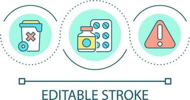 Medical waste disposal loop concept icon. Healthcare trash collection and recycle. Unused medicine abstract idea thin line illustration. Isolated outline drawing. Editable stroke vector