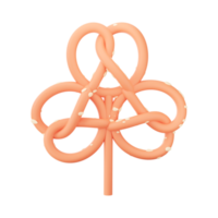 3d render do delicioso pretzel dentro trevo folha forma. png