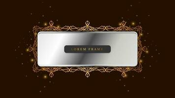 elegant rectangle frame in gold and silver vector