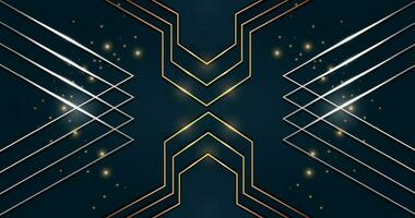 Abstract luxury golden and silver line geometric with dark green background vector