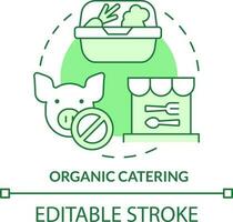 Organic catering green concept icon. Food service. Sustainable business idea abstract idea thin line illustration. Isolated outline drawing. Editable stroke vector