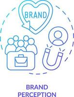 Brand perception blue gradient concept icon. Positive company reputation. Employer branding. Attract talent abstract idea thin line illustration. Isolated outline drawing vector