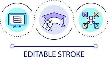 Free online college education loop concept icon. International communication. Elearning. Knowledge abstract idea thin line illustration. Isolated outline drawing. Editable stroke vector