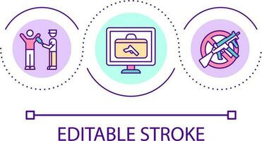 arma trata lazo concepto icono. ilegal pistolas transición. frontera controlar crimen resumen idea Delgado línea ilustración. aislado contorno dibujo. editable carrera vector