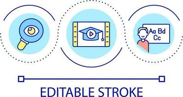 Educational video loop concept icon. Online visual content for learning. Search for information abstract idea thin line illustration. Isolated outline drawing. Editable stroke vector