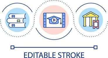 educación y entretenimiento lazo concepto icono. en línea aprendiendo. aprendizaje electrónico película teatro Entradas resumen idea Delgado línea ilustración. aislado contorno dibujo. editable carrera vector