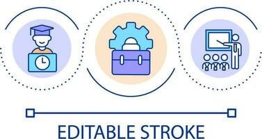 Professional development loop concept icon. Professional competence. Training and courses abstract idea thin line illustration. Isolated outline drawing. Editable stroke vector