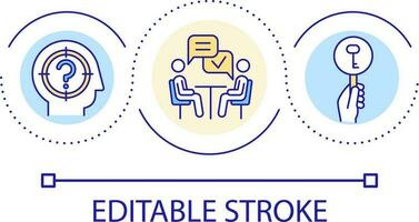 Dialogue loop concept icon. Gain information. Focus on topic. Educational conversation. Key information abstract idea thin line illustration. Isolated outline drawing. Editable stroke vector