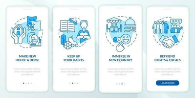 combate nostalgia consejos azul inducción móvil aplicación pantalla. extranjero recorrido 4 4 pasos editable gráfico instrucciones con lineal conceptos. ui, ux, gui modelo vector