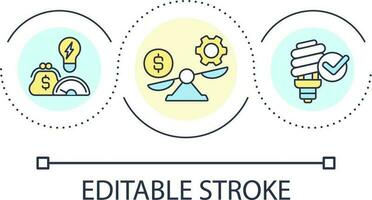 energía conservación lazo concepto icono. electricidad consumo. utilidades factura. bajo energía bombilla resumen idea Delgado línea ilustración. aislado contorno dibujo. editable carrera vector